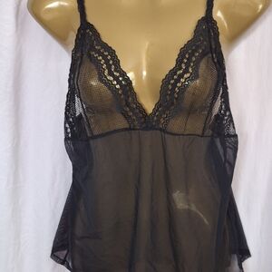 Savage X Fenty Sheer Black Lace Slip Top